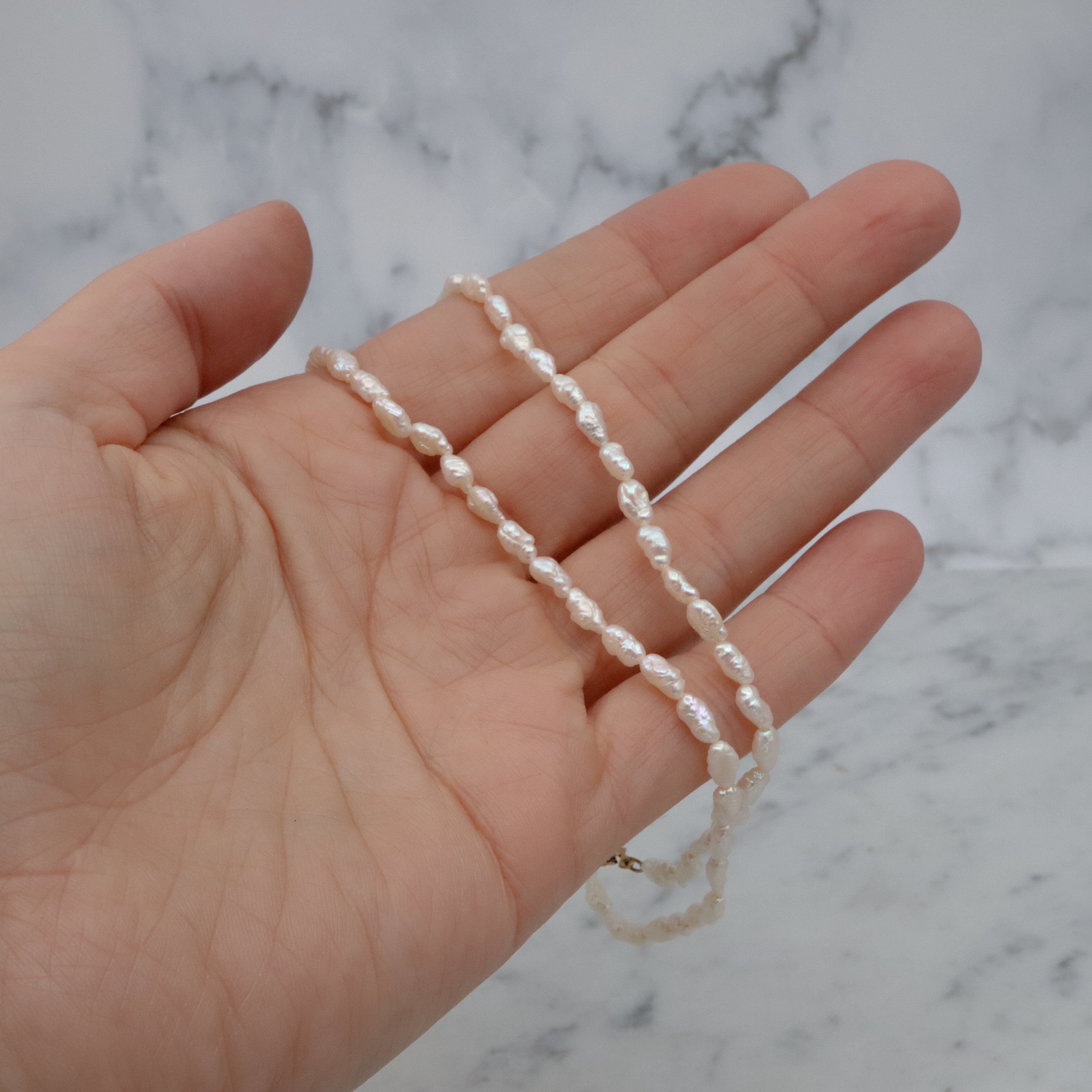 Deco Revival genuine baroque pearl beaded necklace w/gold filled clasp 18"